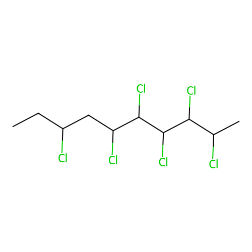 2,3,4,5,6,8-Hexachlorodecane structure
