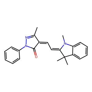 5-Methyl-2-phenyl-4-[2-(1,3,3-trimethylindol-2-ylidene)ethylidene]pyrazol-3-one structure