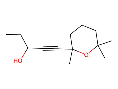 1-(2,6,6-Trimethyloxan-2-yl)pent-1-yn-3-ol structure