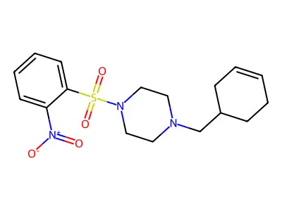 1-(Cyclohex-3-en-1-ylmethyl)-4-(2-nitrophenyl)sulfonylpiperazine structure