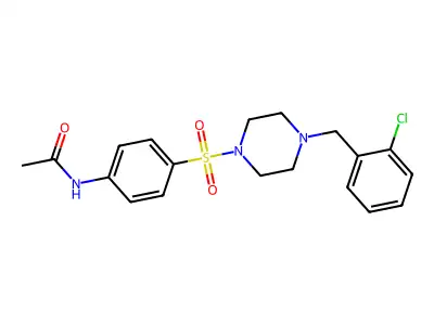 N-[4-[4-[(2-chlorophenyl)methyl]piperazin-1-yl]sulfonylphenyl]acetamide structure