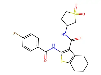 2-{[(4-bromophenyl)carbonyl]amino}-N-(1,1-dioxidotetrahydrothiophen-3-yl)-4,5,6,7-tetrahydro-1-benzothiophene-3-carboxamide structure