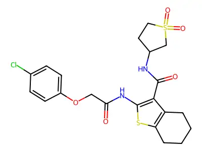 2-{[(4-chlorophenoxy)acetyl]amino}-N-(1,1-dioxidotetrahydro-3-thienyl)-4,5,6,7-tetrahydro-1-benzothiophene-3-carboxamide structure