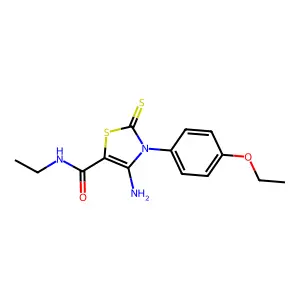 4-amino-3-(4-ethoxyphenyl)-N-ethyl-2-thioxo-2,3-dihydro-1,3-thiazole-5-carboxamide structure