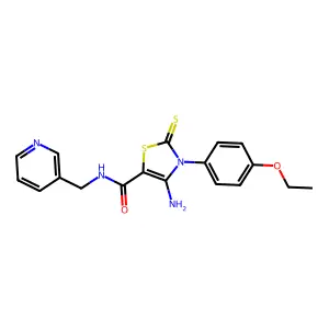 4-amino-3-(4-ethoxyphenyl)-N-(3-pyridinylmethyl)-2-thioxo-2,3-dihydro-1,3-thiazole-5-carboxamide structure