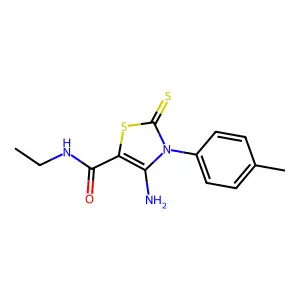 4-amino-N-ethyl-3-(4-methylphenyl)-2-thioxo-2,3-dihydro-1,3-thiazole-5-carboxamide structure