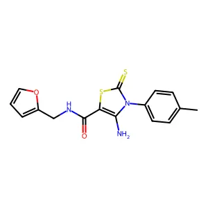 4-amino-N-(2-furylmethyl)-3-(4-methylphenyl)-2-thioxo-2,3-dihydro-1,3-thiazole-5-carboxamide structure