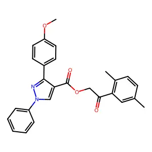 2-(2,5-dimethylphenyl)-2-oxoethyl 3-(4-methoxyphenyl)-1-phenyl-1H-pyrazole-4-carboxylate structure