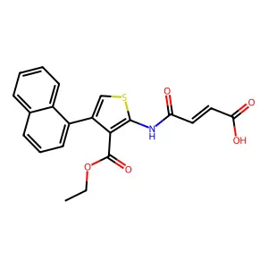 3-thiophenecarboxylic acid, 2-[[(2E)-3-carboxy-1-oxo-2-propenyl]amino]-4-(1-naphthalenyl)-, 3-ethyl ester structure