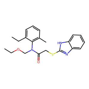 2-(1H-1,3-benzodiazol-2-ylsulfanyl)-N-(ethoxymethyl)-N-(2-ethyl-6-methylphenyl)acetamide structure