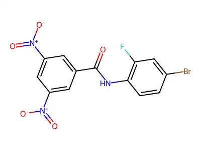 N-(4-bromo-2-fluorophenyl)-3,5-dinitrobenzamide structure