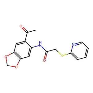 N-(6-acetyl-1,3-benzodioxol-5-yl)-2-pyridin-2-ylsulfanylacetamide structure