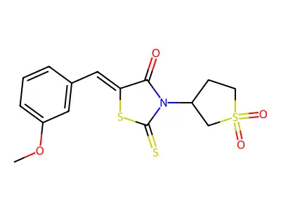 (5Z)-3-(1,1-dioxidotetrahydrothiophen-3-yl)-5-(3-methoxybenzylidene)-2-thioxo-1,3-thiazolidin-4-one structure