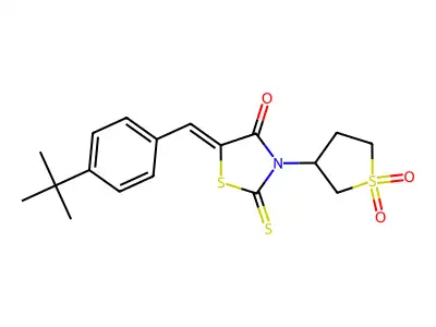 (5Z)-5-(4-tert-butylbenzylidene)-3-(1,1-dioxidotetrahydrothiophen-3-yl)-2-thioxo-1,3-thiazolidin-4-one structure