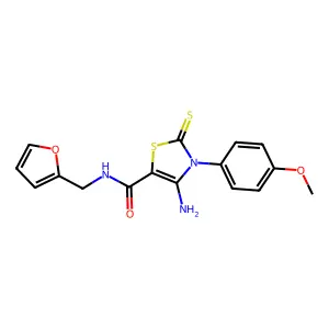 4-amino-N-(2-furylmethyl)-3-(4-methoxyphenyl)-2-thioxo-2,3-dihydro-1,3-thiazole-5-carboxamide structure