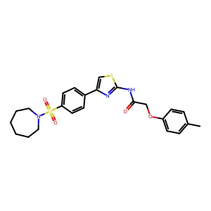 N-{4-[4-(azepan-1-ylsulfonyl)phenyl]-1,3-thiazol-2-yl}-2-(4-methylphenoxy)acetamide structure