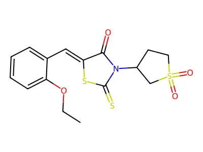 (5Z)-3-(1,1-dioxidotetrahydrothiophen-3-yl)-5-(2-ethoxybenzylidene)-2-thioxo-1,3-thiazolidin-4-one structure