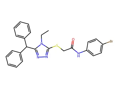 N-(4-bromophenyl)-2-{[5-(diphenylmethyl)-4-ethyl-4H-1,2,4-triazol-3-yl]sulfanyl}acetamide structure