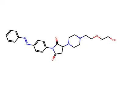 2,5-Pyrrolidinedione, 3-[4-[2-(2-hydroxyethoxy)ethyl]-1-piperazinyl]-1-[4-(2-phenyldiazenyl)phenyl]- structure