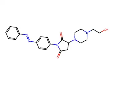2,5-Pyrrolidinedione, 3-[4-(2-hydroxyethyl)-1-piperazinyl]-1-[4-(2-phenyldiazenyl)phenyl]- structure
