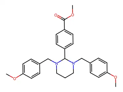 Methyl 4-(1,3-bis(4-methoxybenzyl)hexahydropyrimidin-2-yl)benzoate structure