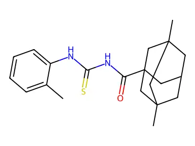 3,5-dimethyl-N-[(2-methylphenyl)carbamothioyl]adamantane-1-carboxamide structure