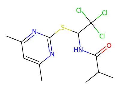 2-methyl-N-{2,2,2-trichloro-1-[(4,6-dimethylpyrimidin-2-yl)sulfanyl]ethyl}propanamide structure