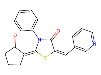 2-(2-Oxocyclopentylidene)-3-phenyl-5-(pyridin-3-ylmethylene)thiazolidin-4-one structure