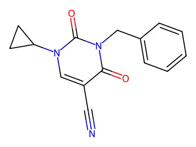 3-Benzyl-1-cyclopropyl-2,4-dioxo-1,2,3,4-tetrahydropyrimidine-5-carbonitrile structure