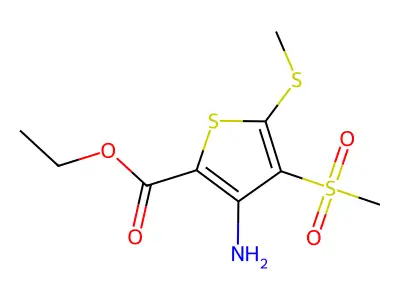 Ethyl 3-amino-4-(methylsulfonyl)-5-(methylthio)thiophene-2-carboxylate structure