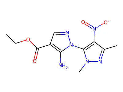 Ethyl 5-amino-1-(1,3-dimethyl-4-nitropyrazol-5-yl)pyrazole-4-carboxylate structure