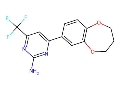 4-(3,4-dihydro-2H-1,5-benzodioxepin-7-yl)-6-(trifluoromethyl)pyrimidin-2-amine structure
