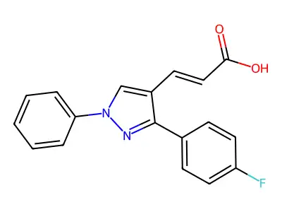 (2E)-3-[3-(4-fluorophenyl)-1-phenyl-1H-pyrazol-4-yl]prop-2-enoic acid structure