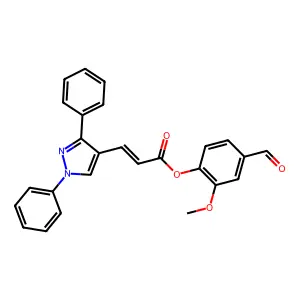 (4-formyl-2-methoxyphenyl) (E)-3-(1,3-diphenylpyrazol-4-yl)prop-2-enoate structure