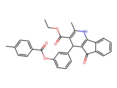 ethyl 2-methyl-4-(3-{[(4-methylphenyl)carbonyl]oxy}phenyl)-5-oxo-4,5-dihydro-1H-indeno[1,2-b]pyridine-3-carboxylate structure