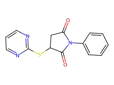1-Phenyl-3-(pyrimidin-2-ylsulfanyl)-pyrrolidine-2,5-dione structure