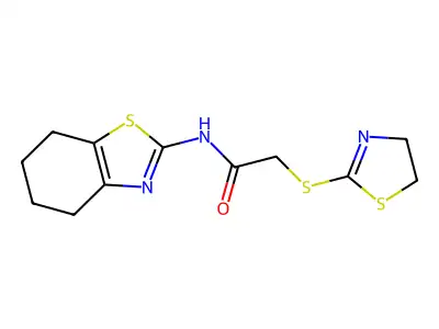 2-(4,5-dihydro-1,3-thiazol-2-ylsulfanyl)-N-(4,5,6,7-tetrahydro-1,3-benzothiazol-2-yl)acetamide structure