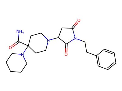 1'-[2,5-Dioxo-1-(2-phenylethyl)-3-pyrrolidinyl]-1,4'-bipiperidine-4'-carboxamide structure