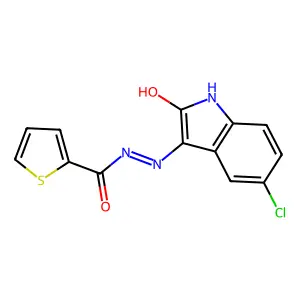 5-Chloro-3-(thiophene-2-carboxylhydrazidyl)-2-oxoindoline structure