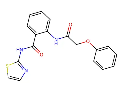 2-[(2-phenoxyacetyl)amino]-N-(1,3-thiazol-2-yl)benzamide structure
