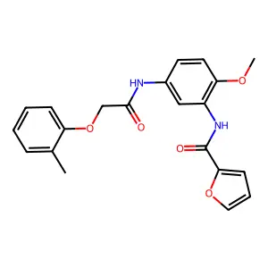 N-[2-methoxy-5-[[2-(2-methylphenoxy)acetyl]amino]phenyl]furan-2-carboxamide structure