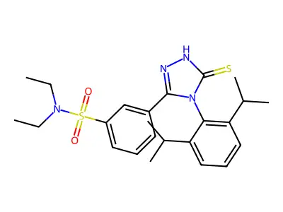 3-{4-[2,6-bis(propan-2-yl)phenyl]-5-sulfanyl-4H-1,2,4-triazol-3-yl}-N,N-diethylbenzene-1-sulfonamide structure