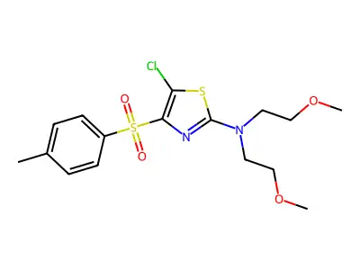 5-chloro-N,N-bis(2-methoxyethyl)-4-tosylthiazol-2-amine structure