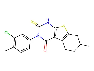 4-(3-Chloro-4-methylphenyl)-11-methyl-5-sulfanyl-8-thia-4,6-diazatricyclo[7.4.0.0,2,7]trideca-1(9),2(7),5-trien-3-one structure