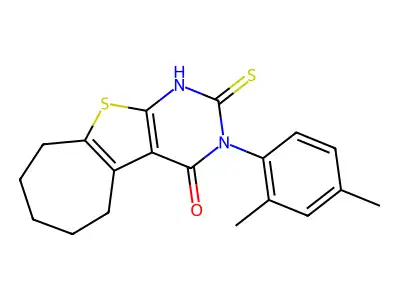 3-(2,4-Dimethylphenyl)-2-mercapto-3,5,6,7,8,9-hexahydro-4h-cyclohepta[4,5]thieno[2,3-d]pyrimidin-4-one structure