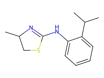 4-methyl-N-[2-(propan-2-yl)phenyl]-4,5-dihydro-1,3-thiazol-2-amine structure