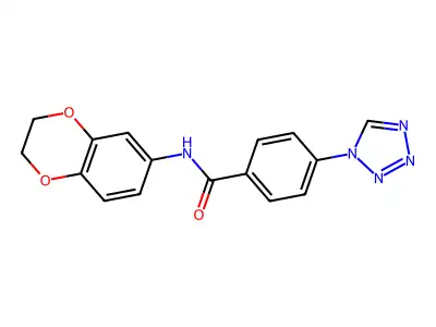 N-(2,3-dihydro-1,4-benzodioxin-6-yl)-4-(1H-tetrazol-1-yl)benzamide structure