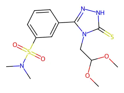 3-[4-(2,2-dimethoxyethyl)-5-sulfanyl-4H-1,2,4-triazol-3-yl]-N,N-dimethylbenzene-1-sulfonamide structure