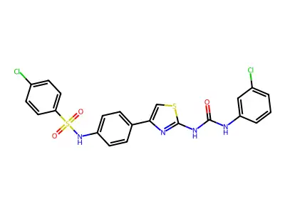 Benzenesulfonamide, 4-chloro-N-[4-[2-[[[(3-chlorophenyl)amino]carbonyl]amino]-4-thiazolyl]phenyl]- structure