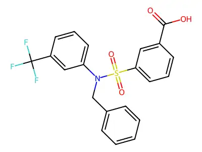 3-{Benzyl[3-(trifluoromethyl)phenyl]sulfamoyl}benzoic acid structure